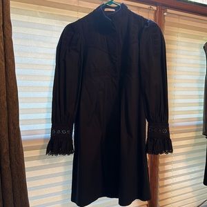 Rebecca Taylor Navy Poplin Lace Dress Size 2